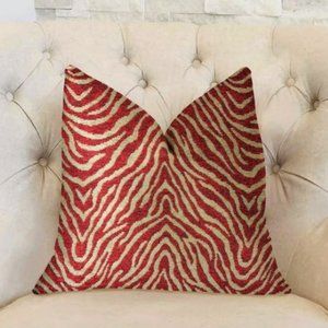 Four Plutus Oasis Waves Red Luxury Pillow Covers, Double Sided Size 20"x20"